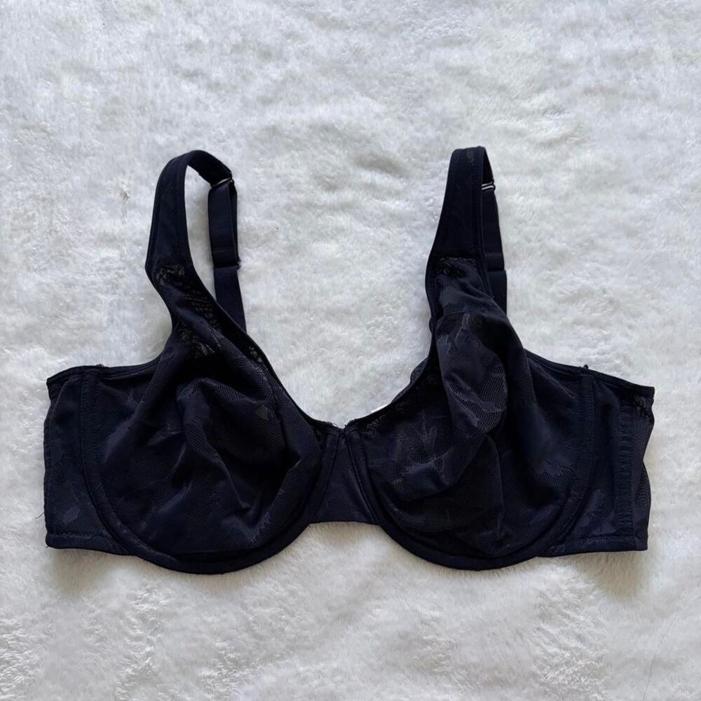 Cacique Navy Blue Lace Balconette Bra Women's 40DD Lingerie